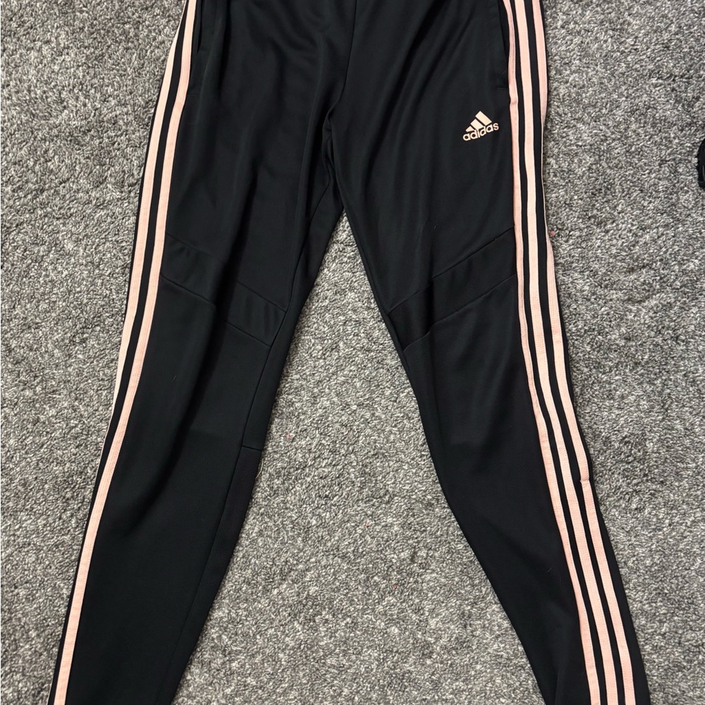 Adidas Climacool Black Activewear Track Pants with Pink Stripes – Size Medium